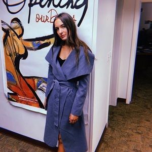 Misguided Grey waterfall collar wrap duster